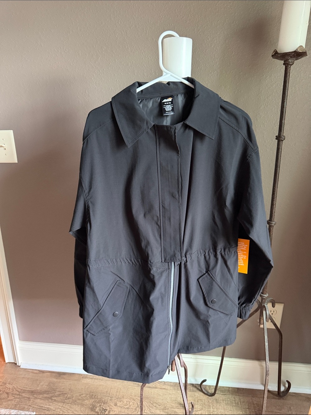 Women’s Black Lightweight Jacket with Drawcord Waist